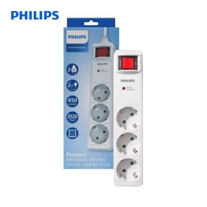 TEMU 필립스 서지보호 프로 고용량 멀티탭 과부하차단 안전 접지 3구 4구 5구 6구 2M 화이트