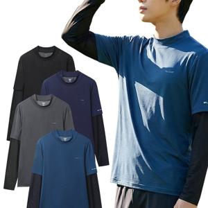 TEMU [BFL] 남성 UV차단 아웃도어 골프 스포츠 러닝 토시 일체형 냉감 반목 쿨 티셔츠