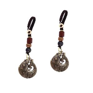 TEMU 1+1 황동 물고기 열쇠고리 행운 상징 + 소형 선물용