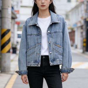 TEMU 코트 여성 워싱 청자켓 봄가을 긴팔 데일리 캐주얼 쇼트 상의 루즈핏 패션 부드럽고 편안한 슬림소녀 SLIM GIRL