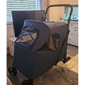 TEMU 중대형 애견 유모차 애견차, 회색, 1개