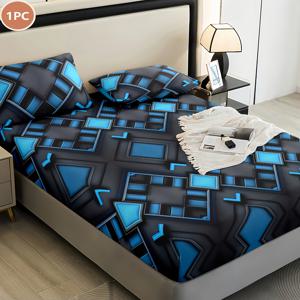 TEMU 1개 프린트 기하학 소프트 편안한 침실 침구, 통기성 침대 스프레드 침대 시트 먼지 덮개, 부드럽고 통기성 좋은 원단으로 제작, 홈 , 1인용 침대, 2인용 침대, 풀 사이즈, 킹 사이즈, 퀸 사이즈, 세탁기 사용 가능