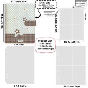 TEMU 별 패턴 체크 PU 합성 가죽 사진 앨범, A5 사진 보관 엽서 앨범, 자석 스냅 잠금, 카드 메모리 앨범, 보관 앨범, 발렌타인데이 앨범, 고급스러운 소형 카드 보관 사진 기념 앨범