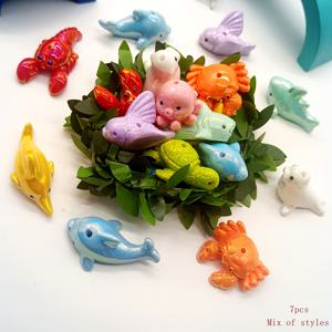 TEMU 7개 밝은 색상 레진 풍경 축제 장식 해양 동물 수직 구멍 장식 비즈 해양 풍경 휴대폰 체인 비즈 펜 펜던트 장식 추가 장식품