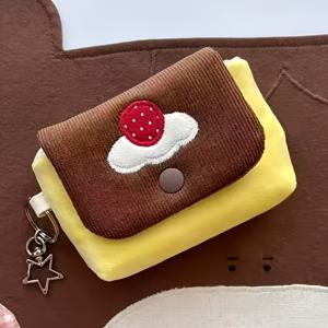 TEMU 오리지널 일본 스타일 빈티지 푸딩 카메라 가방 - CCD 및 컴팩트 카메라에 적합한 레트로 푹신한 카메라 가방, 귀엽고 편안하며, 코인 지갑 또는 카드 홀더로도 사용할 수 있는 달콤한 스타일, 귀여운 카메라 가방