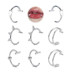 TEMU 4쌍 비피어싱 입술 주얼리 세트 - 클립온 립 커프, 스네이크 바이트 후프, 더블 후프 스네이크바이트 립 링 | 할로윈 뱀파이어 이빨 스타일 입술 액세서리