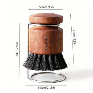 TEMU 2개 세트, 말총 수세미 브러시 + 식기 건조대, 사펠레 나무 손잡이, 식기류 긁힘 방지 동물성 강모, 주방용품 세척 도구, 사계절용 가정 요리용