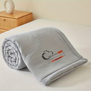 TEMU 일본식 초극세사 여름 시원한 이불, 단색 통기성 좋고 내구성 있는 에어컨 이불 - 스티치 디자인, 사계절용으로 편안함, 세탁기 사용 가능, 침실 또는 손님방용, 베개 미포함