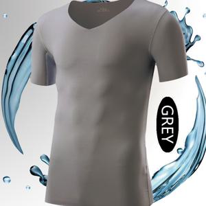 TEMU 남성용 여름 시즌 솔리드 컬러 초박형 스포츠 반팔 탑, 통기성 좋은 퀵드라이 V넥 티셔츠, 러닝 및 헬스용