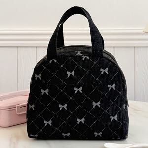 TEMU 휴대용 보온 도시락 쿨러 - 학교, 소풍, 캠핑용 대용량 보온 도시락 홀더 (리본 장식), 가벼운 쿨러백, 선물용 (식품 접촉 불가)