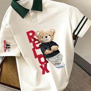 TEMU 여름 신상 대학생 스타일 셔츠 - 카툰 베어 프린트 & 