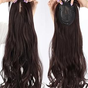 TEMU 20인치 여성용 가발, 탑 헤어피스, 사계절용, 휴일 파티용, 이마를 더 높게 보이게 하는 푹신한 헤어스타일, 데일리 헤어스타일