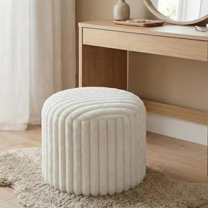 TEMU 무지 흰색 패드 없는 쿠션 스툴 커버, 인조 토끼 발 스툴 바닥 빈백, 수납용, 가정 생활용