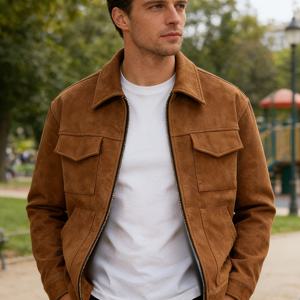 TEMU 봄 신상 미국 빈티지 바이커 자켓 남성용, 패셔너블 캐주얼 자켓 포켓 포함, 편안한 지퍼 아우터웨어