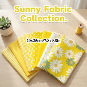 TEMU DIY 재봉, 퀼팅 및 스크랩북킹용 사전 재단 패치워크 패브릭 패널 8개 세트 - 여러 가지 색상의 데이지 프린트, 별무늬 줄무늬, 격자무늬 및 폴카 도트 패턴, 사전 재단 수공예용 패브릭 시트, 식탁보 베드스프레드 제작, 선물 포장 장식