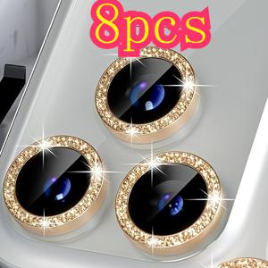 TEMU 아이폰 17/17 Pro Max/16/15/14/13 Pro Max/12/11/Plus/17 Air 호환 8개입 - 프로페셔널 보호, 스크래치 방지 렌즈 장식 링, 인레이, 휴대폰 추가, 휴대폰 액정 보호 필름, 휴대폰 케이스