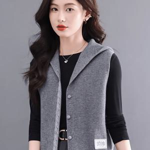 TEMU 후드 스웨터 조끼 여성 가을 신상 해외 스타일 작은 숏 가디건 가디건