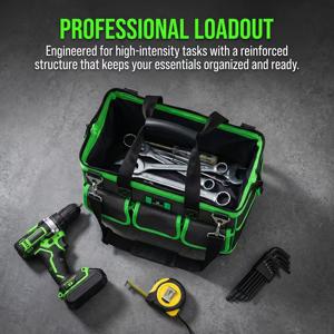 TEMU 고하중 전문가용 공구 수납 가방, 14인치 공구 파우치, 다중 수납공간 및 포켓, 조절식 어깨끈 및 인체공학적 손잡이 - 튼튼한 지퍼 잠금장치. 목수, 배관공, 전기기사, 건설업자 및 전문가에게 적합. 내구성 있는 백팩 스타일 공구 케이스, 작업 현장 작업을 위한 이상적인 선택
