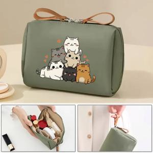 TEMU 만화 고양이 패턴 디자인 메이크업/약품 정리 가방, 다기능 여행용 수납 파우치, 콤팩트한 의사/간호사 선물, 병원, 여행, 생일 또는 기념일 선물로 적합, 여성 및 의료 전문가에게 이상적