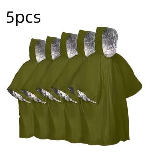 TEMU 양면 비상 우비 세트, 한쪽은 방풍 및 방한, 다른 쪽은 단열, 자외선 차단 및 내구성. 자동차 구급상자 필수품, 하이킹, 캠핑, 여행용 공용. 성인 남녀용 도톰한 비상 보온용품