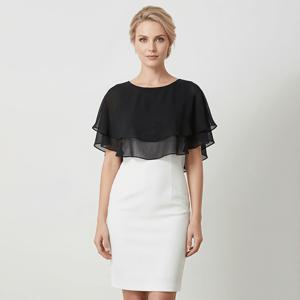 TEMU 우아한 블랙 멀티 레이어 시폰 망토 숄, 여성용 우아한 시스루 시폰 망토 숄, 멀티 레이어 러플 이브닝 숄, 웨딩드레스 외투 망토, 정장용 액세서리