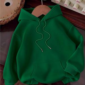 TEMU 솔리드 컬러 후드티, 드로스트링 캐주얼 스웨트셔츠, 봄, 가을, 겨울에 적합, 여성 의류