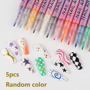 TEMU 빠르게 건조되고 방수 기능이 있는 네일 아트 펜 세트 (브러시 팁 포함) - 0.7mm 팁이 특징이며, 그라데이션 효과, 도트 디자인 및 꽃무늬 패턴에 이상적인 전문가용 페인팅입니다.