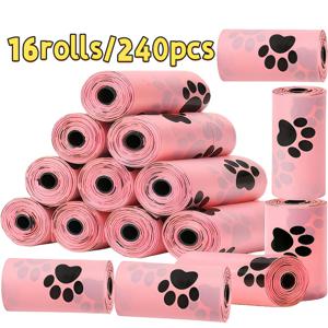 TEMU 16롤/240개 두꺼운 누수 방지 반려동물 배변 봉투, 일회용 휴대용 똥봉투, 고양이 및 강아지용 배변 봉투