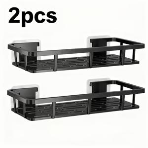 TEMU 2/3개 블랙 벽걸이 수납 선반 - 무드릴 접착/볼트 설치, 공간절약형 욕실 및 주방 정리대, 샤워 선반 시스템, 화장품, 필수품, 샤워 캐디용 다층 선반