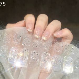 TEMU 투명한 샤이니 네일 스티커 22개 세트, 광중합 불필요, 데이트/파티/일상 업무/데일리 스타일링용