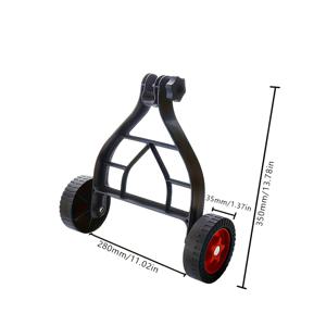 TEMU 스트링 트리머용 지지 바퀴 부착 장치, 내구성이 뛰어난 금속 및 플라스틱 재질의 조절 가능한 보조 바퀴 특징, 26-28mm 샤프트와 호환, 전기 및 가스 잔디 트리머, 브러시 커터 및 스트리머 모두에 적합