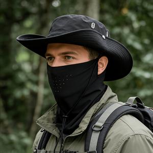 TEMU 여성/남성용 모자 + 마스크 2개 세트 - 자외선 차단용 사이즈 조절 가능한 넓은 챙의 가볍고 접이식 모자, 봄/여름용 다용도 스타일리시 데일리 액세서리, 통기성 원단