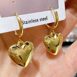 TEMU 2개 18K 금도금 스테인리스 스틸 하트 두꺼운 펜던트 귀걸이, 여성 선물, 발렌타인데이, 어버이날, 엄마 또는 여성 친구를 위한 선물, 고품질 스테인리스 스틸 여성 후프 귀걸이, 18K 금도금 내마모성 변색 방지