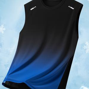 TEMU 슬림핏 베스트 그라데이션 스포츠 캐주얼 민소매 탑 러닝 남성 티셔츠