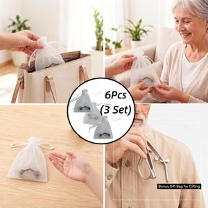 TEMU 남녀를 위한 선물 6개 (3세트) 자석 안경 홀더 (오간자 가방 포함) | 미끄럼 방지 코받침 지지대, 실용적인 가젯 & 독특한 작은 선물 | 안경 사용자, 기업 선물, 파티 답례품