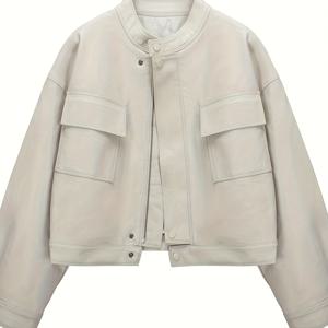 TEMU 2026년 신상 인조 가죽 인조 가죽 재킷 여성 한국 스타일 다용도 숏 슬림 인조 가죽 재킷 인 트렌디 탑