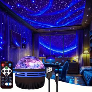 TEMU 3종 세트 (블랙 오로라 효과 USB 프로젝터 조명 + USB 케이블 + 다기능 리모컨), 분위기 조성 및 창의적인 가정용 앰비언트 조명용, 휴일 및 기념일을 위한 이상적인 선물