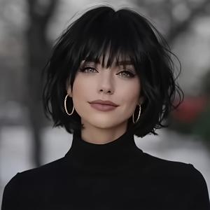 TEMU AMECIRE 여성용 밥 가발 인모 숏 헤어 가발 - 모든 피부톤에 어울리는 픽시 컷 앞머리, 로즈 메쉬 캡, 착용 즉시 스타일링, 일상 사용에 적합한 밀도, 모든 사람에게 적합