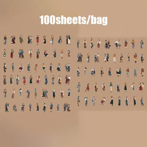 TEMU 스티커 100매입 1박스, 모던 뷰티 시리즈 아메리칸 빈티지 캐릭터 하드 카드 스티커 팩, 저널 베이스 장식 스티커, 사진 앨범, 일기, 휴대폰 케이스 꾸미기용, 저널 및 스크랩북 제작을 즐기는 분들을 위한 풍부한 패턴 재료 팩