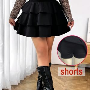 TEMU 플러스 사이즈, 달콤한 기질의 러플 미니 스커트와 투명 방지 쇼츠 안감