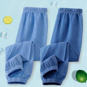 TEMU [JEANSWEST 키즈] 2매 세트, 청바지가 아니고, 여아용 여름 통기성 모기장 바지, 편안하고 다용도, 단색, 여름 긴 바지, 3-14세 십대에게 적합, 야외 활동용