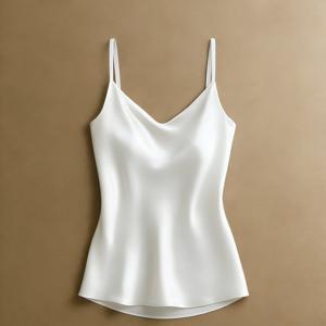 TEMU 여성용 우아한 얇은 스트랩 브이넥 캐미솔 - 새틴 질감 크리스마스 & 발렌타인데이 데이트 의상, 봄 & 여름 레이어링 & 파티룩에 적합, 기계 세탁 가능한 럭셔리 디자인, 고급스럽고 기품을 돋보이게 하는 축제 분위기의 매력