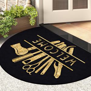 TEMU [제품] [플란넬 및 1cm 두께 스펀지 소재] 재미있는 현관 반원형 매트 | 골든 헤어 스타일링 도구 웰컴 패턴 프린트 반원형 현관 매트, 침실, 주방, 식당, 욕실 등 다양한 장면에 적합