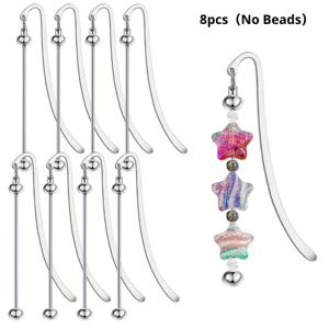 TEMU 8개 DIY 비즈 북마크 세트 - 금속 빈 바형 책갈피, 모던 크래프트 펜던트, 교사 학생 사무용품 선물