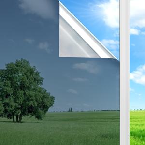 TEMU 열을 반사하고 햇빛을 차단하며 유리 표면에 부착되는 주간 사생활 보호 창문 필름, 가정용 차고에 이상적, 실버 색상