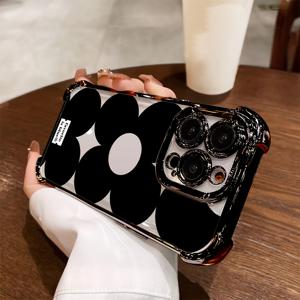 TEMU 휴대폰 케이스 - INS 플로럴 폰 케이스, 아이폰 16, 15, 14, 13, 12, 11 Pro Max, X, XR, XS Max, 8, 7 Plus 호환, 충격 방지 투명 소프트 백 커버