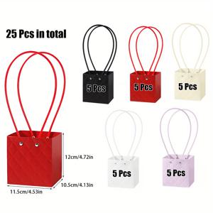 TEMU 25개입, 선물 가방, 로프 손잡이 크라프트 종이 가방, 소형 가방, 웨딩/발렌타인데이 꽃 가방 (다양한 색상 혼합 포장)