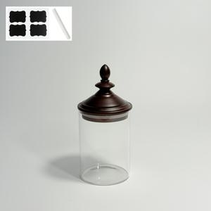 TEMU 1개, 소/중/대 사이즈 유리 식품 용기 블랙 월넛 뚜껑, 원형 유리 병, 투명 유리 용기, 주방 정리용 유리 보관 용기, 팬트리 보관, 레스토랑 사용, 가정용, 커피 원두, 식탁 소금, 칠리 파우더, 후추, 오트밀 등 보관에 이상적, 할로윈 및 크리스마스 선물로 완벽, 방수 라벨 및 마커 펜 포함