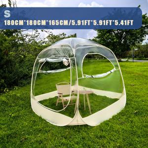TEMU 팝업 버블 텐트 - 휴대용 캠핑 스크린 하우스, 바람, 비, 추위 방지, 야외 정원 및 뒤뜰 테라스 - 방한 캠핑 텐트, 연결 바닥이 있는 하루 종일 스포츠 텐트, 즉시 사용 가능한 야외 버블 텐트