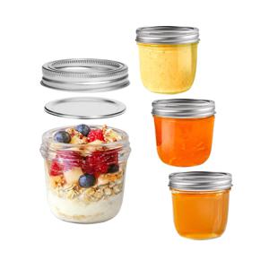 TEMU 4개 240ml/8oz 넓은 입구 메이슨 병 (뚜껑 포함) - 잼, 젤리, 소스 & 디저트용 소형 캔통 - 치아 푸딩 & 피클 보관 용기 - 선물용 포장 - 식기세척기 사용 가능